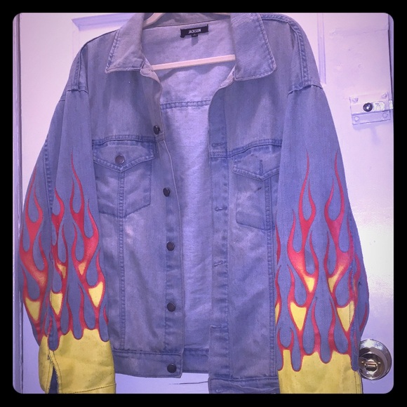 flame denim jacket mens